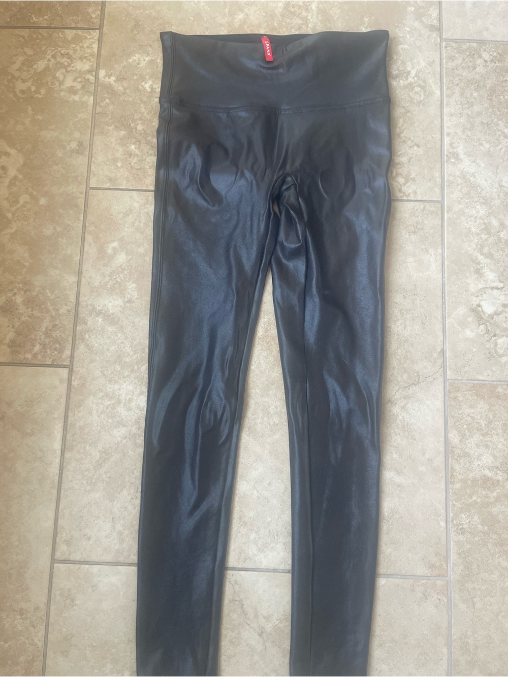 SPANX Black Faux-Leather Women’s Leggings with High Waistband